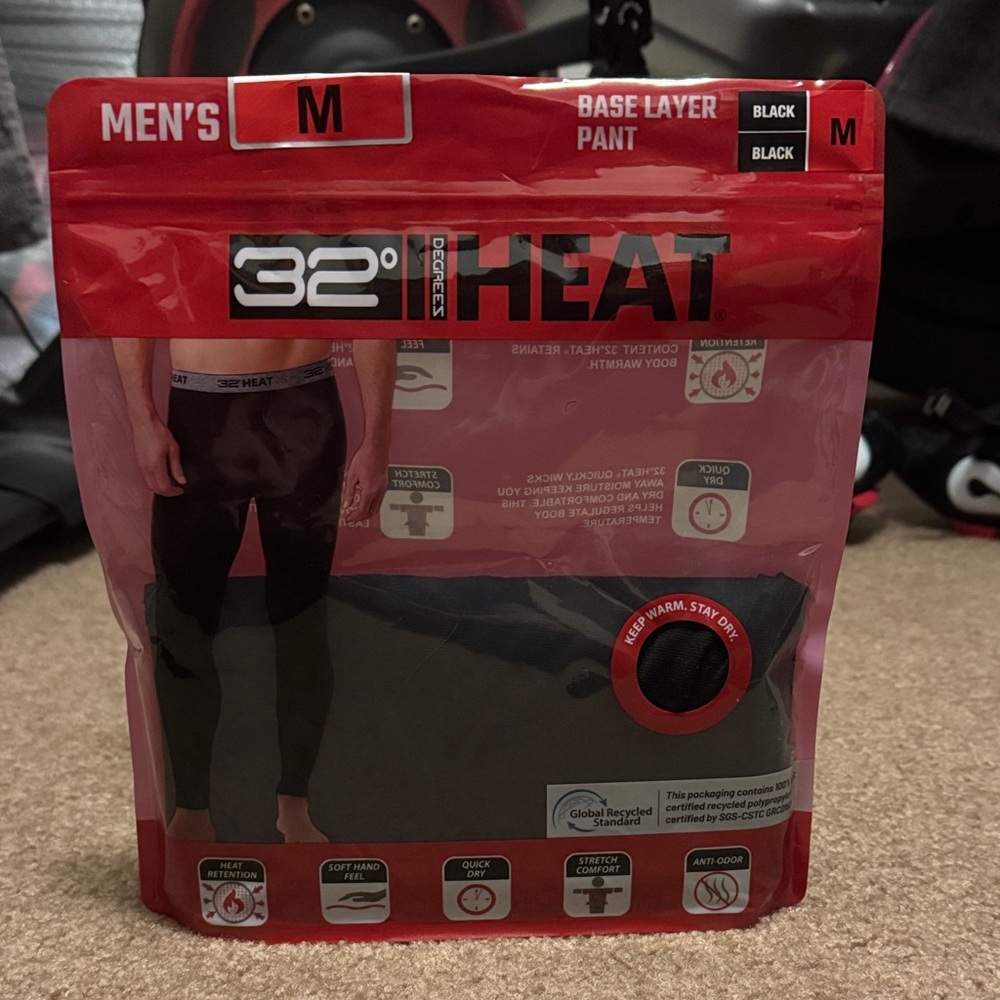32 Degrees Heat Black Base Layer Pant Med
